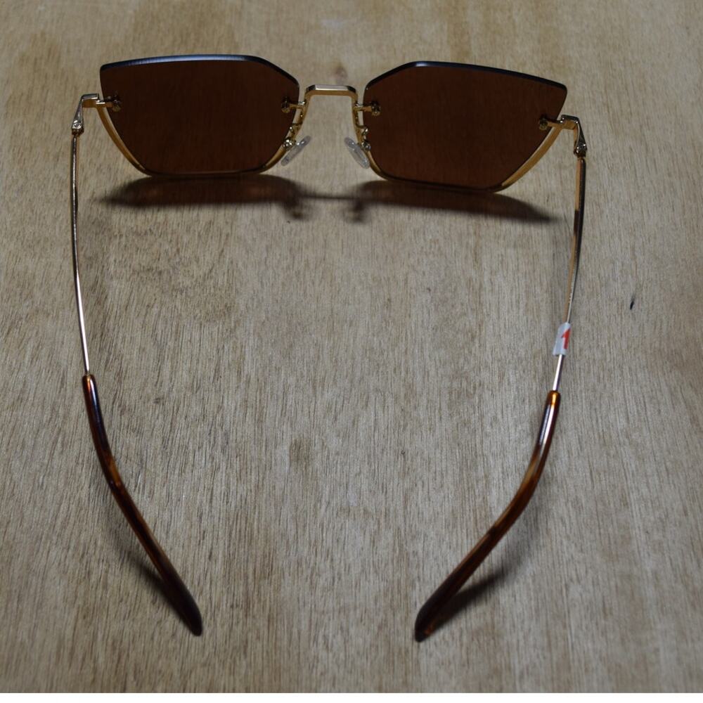 DIFF Meredith DE01-0665-ETBNP Gold Brown Rimless Square Sunglasses NWT - Picture 3 of 3